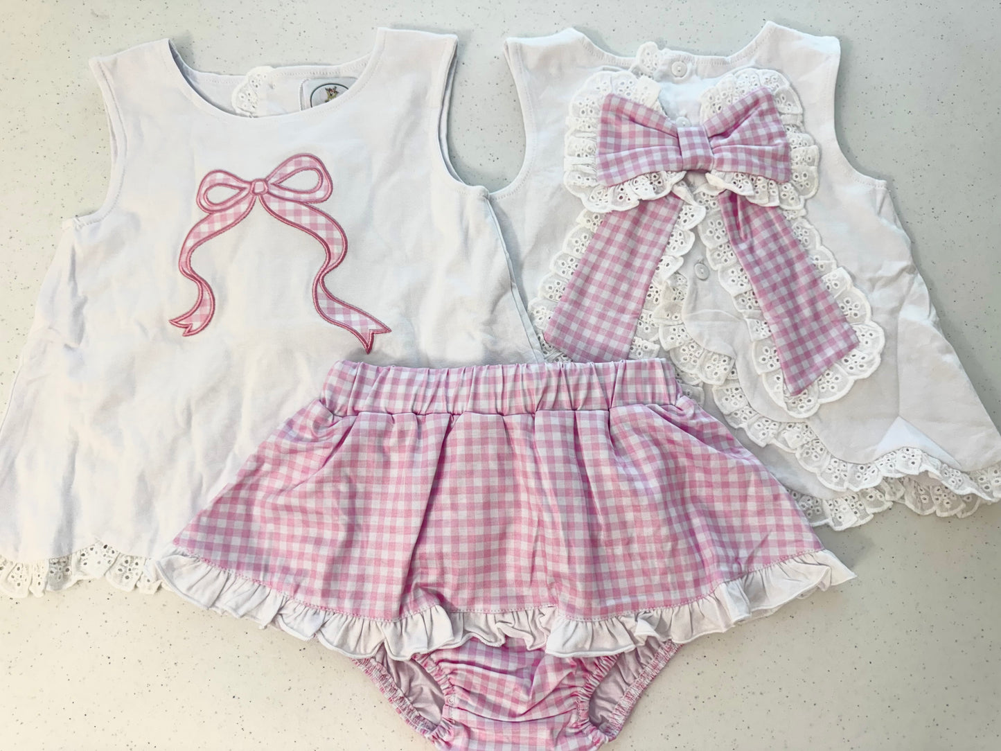 RTS HARPER PINK GINGHAM BOW BLOOMER SET (NON-CUSTOMIZABLE, PLEASE LEAVE BOX BLANK) SHIPS IN 5 BUSINESS DAYS