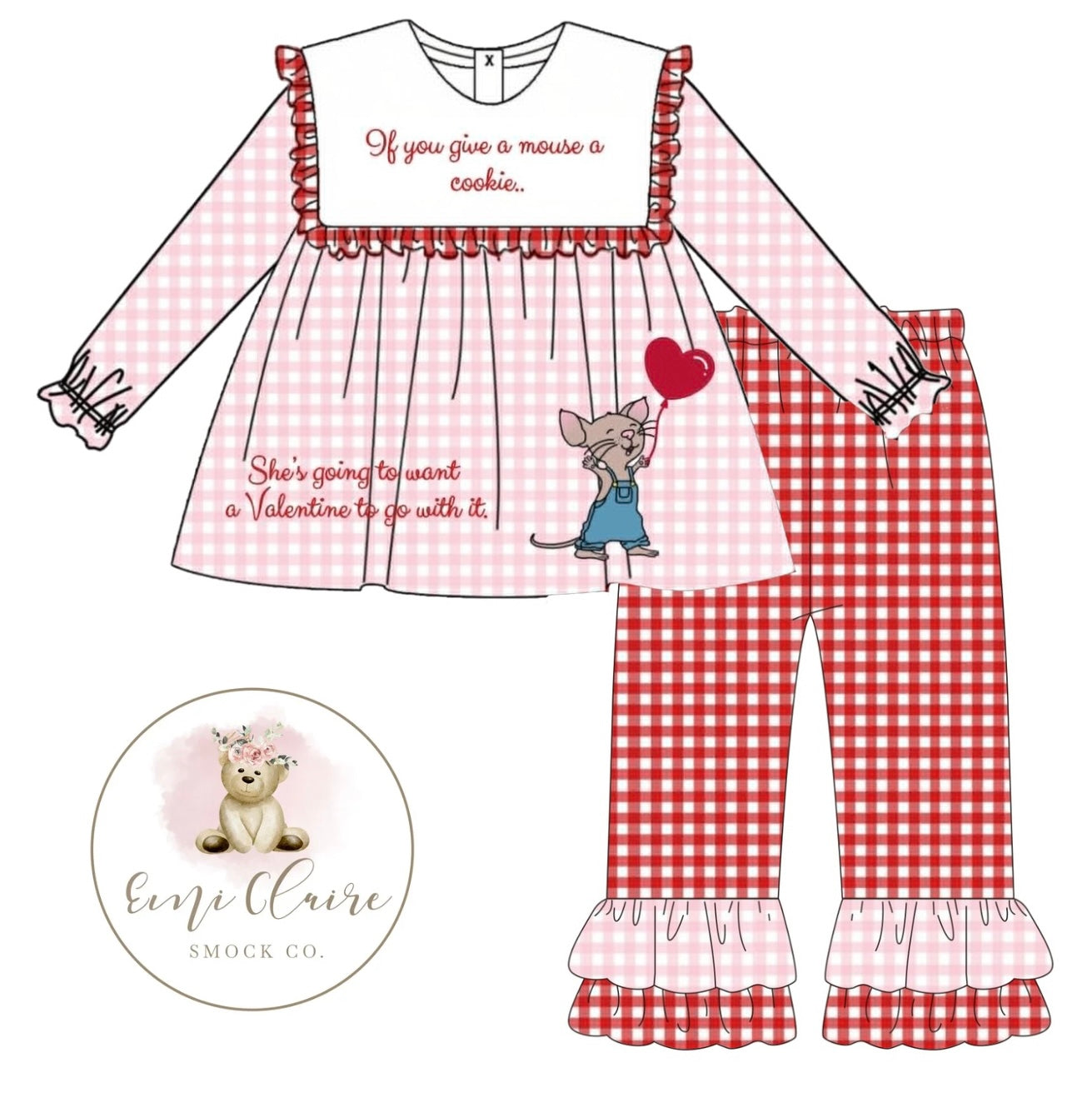 PO VALENTINE MOUSE PANT SET (NON-CUSTOMIZABLE, PLEASE LEAVE BOX BLANK) ETA JANUARY TO ECSC