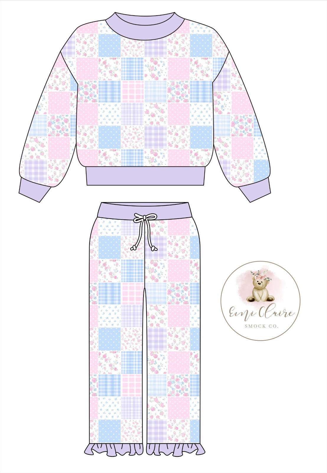 PO PURPLE PATCHWORK SWEATER SET (NON-CUSTOMIZABLE, PLEASE LEAVE BOX BLANK) ETA NOVEMBER