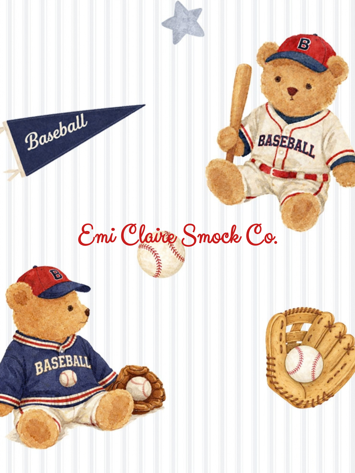 PO VINTAGE INSPIRED TEDDY BEAR BASEBALL SHORT SET (NON-CUSTOMIZABLE, PLEASE LEAVE BOX BLANK) ETA MARCH TO ECSC
