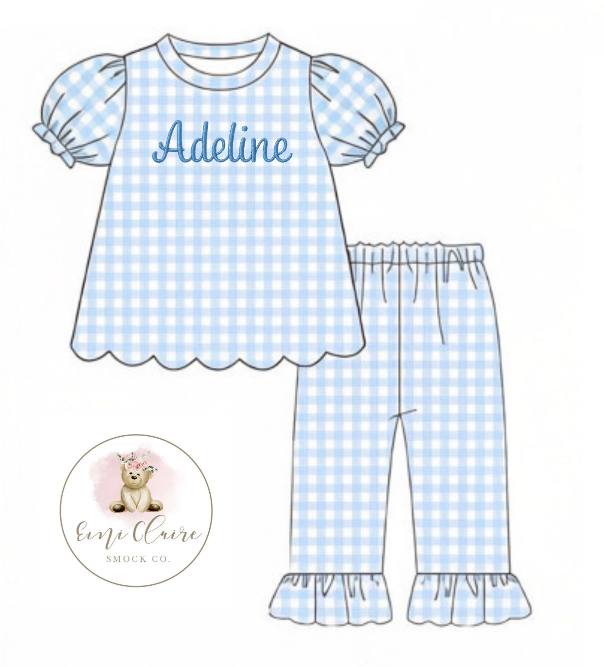 PO LIGHT BLUE EMI’S PROMO GINGHAM NAME MONOGRAM SET (CUSTOMIZABLE, UP TO 10 LETTERS ONLY) ETA FEBRUARY TO ECSC