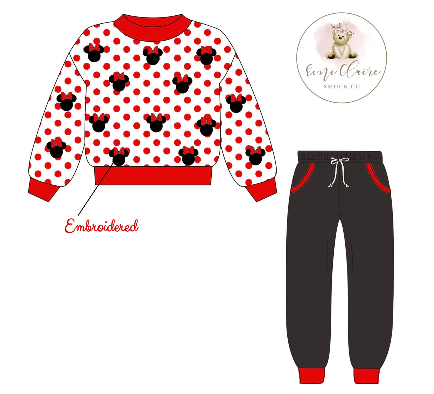 PO EMBROIDERED MOUSE EARS JOGGER SET (NON-CUSTOMIZABLE, PLEASE LEAVE BOX BLANK) ETA DECEMBER TO ECSC