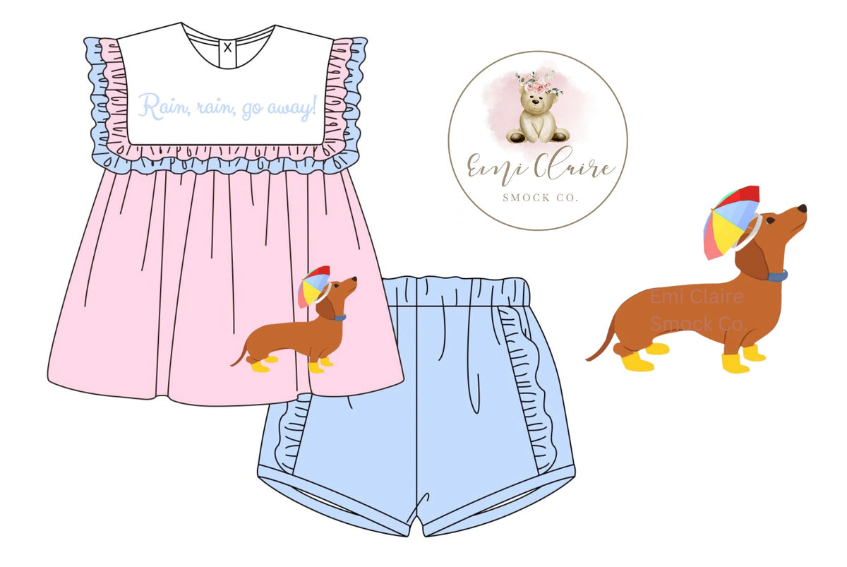PO RAINY DAY DACHSHUND SHORT SET (NON-CUSTOMIZABLE, PLEASE LEAVE BOX BLANK) ETA MARCH TO ECSC