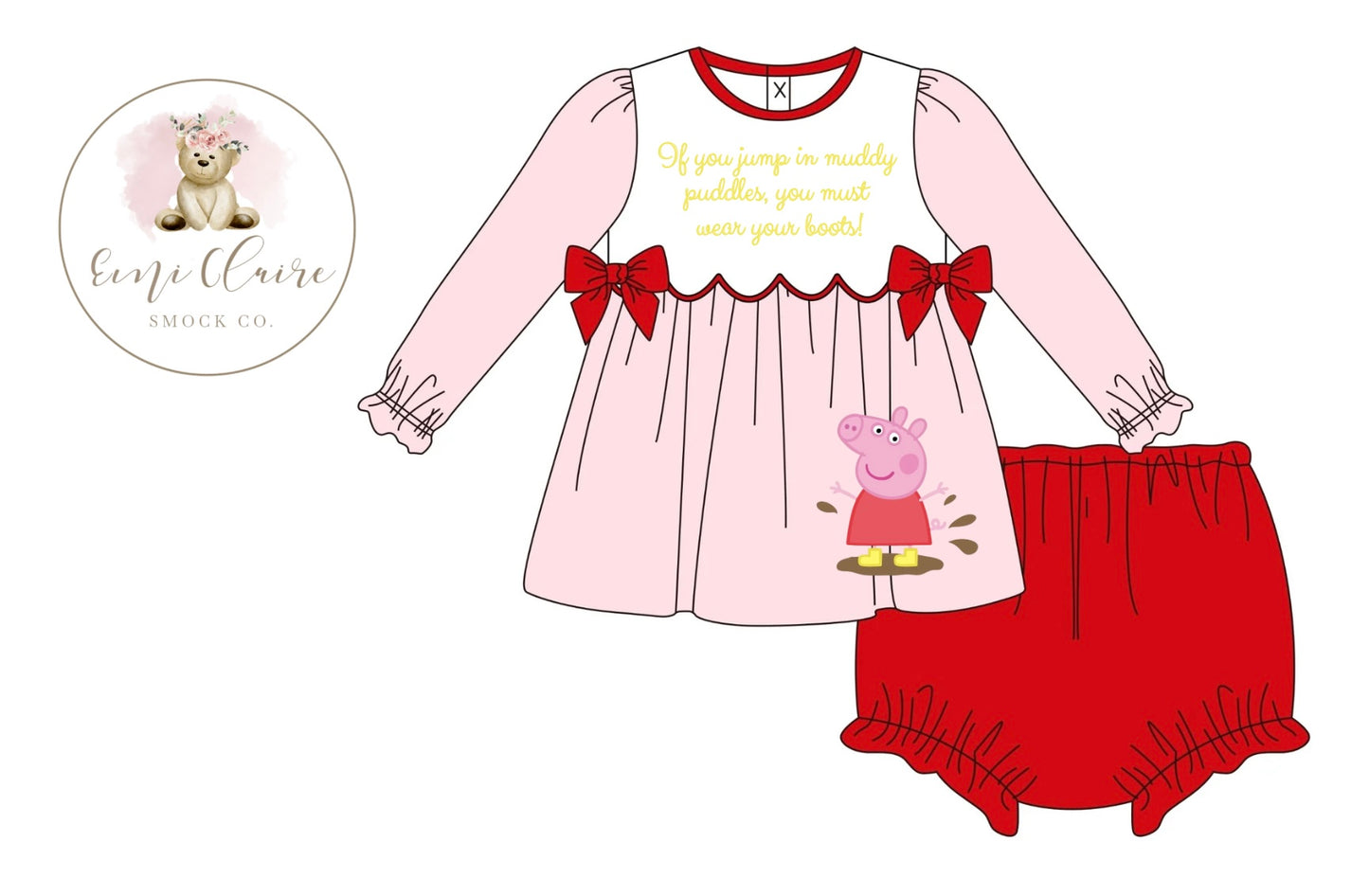 PO MUDDY PUDDLES BLOOMER SET (NON-CUSTOMIZABLE, PLEASE LEAVE BOX BLANK) ETA NOVEMBER TO ECSC