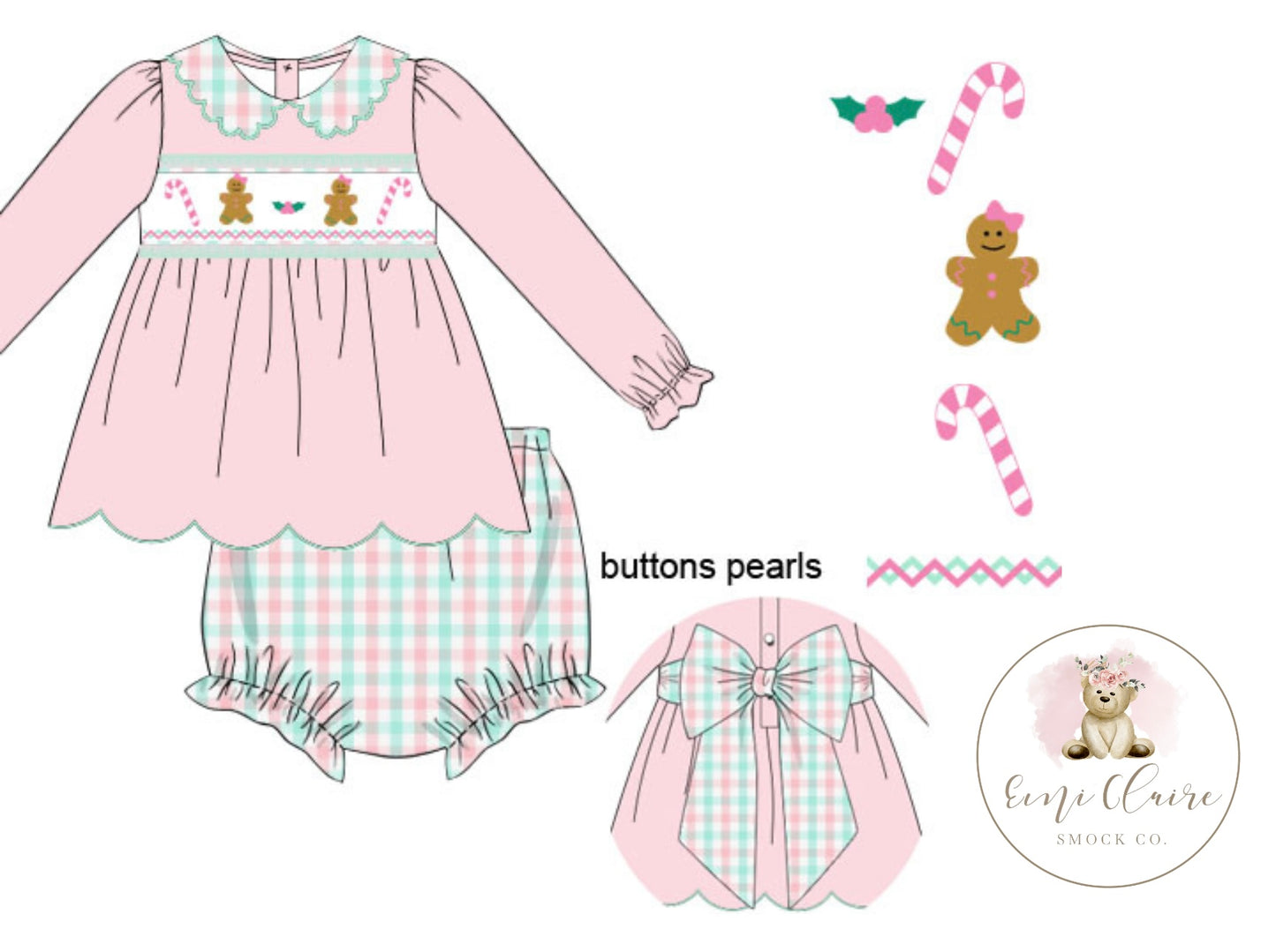 PO PASTEL GINGERBREAD BLOOMER SET - (NOT CUSTOMIZABLE, PLEASE LEAVE BOX BLANK) ETA NOVEMBER TO ECSC