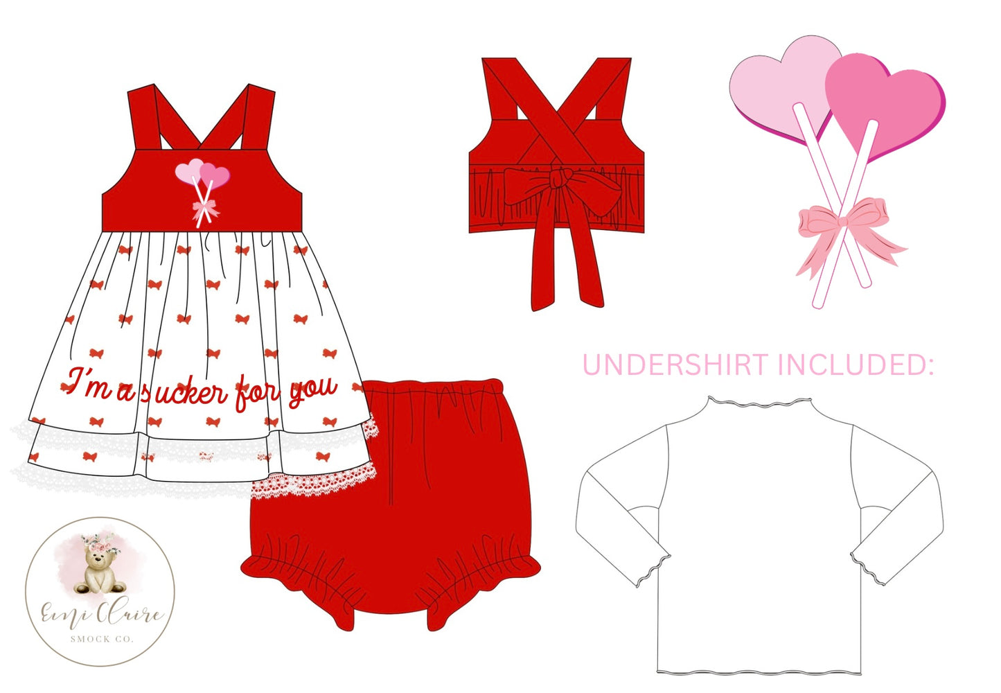 PO I’M A SUCKER FOR YOU BLOOMER SET - INCLUDES UNDERSHIRT (NON-CUSTOMIZABLE, PLEASE LEAVE BOX BLANK) ETA END OF DECEMBER TO ECSC