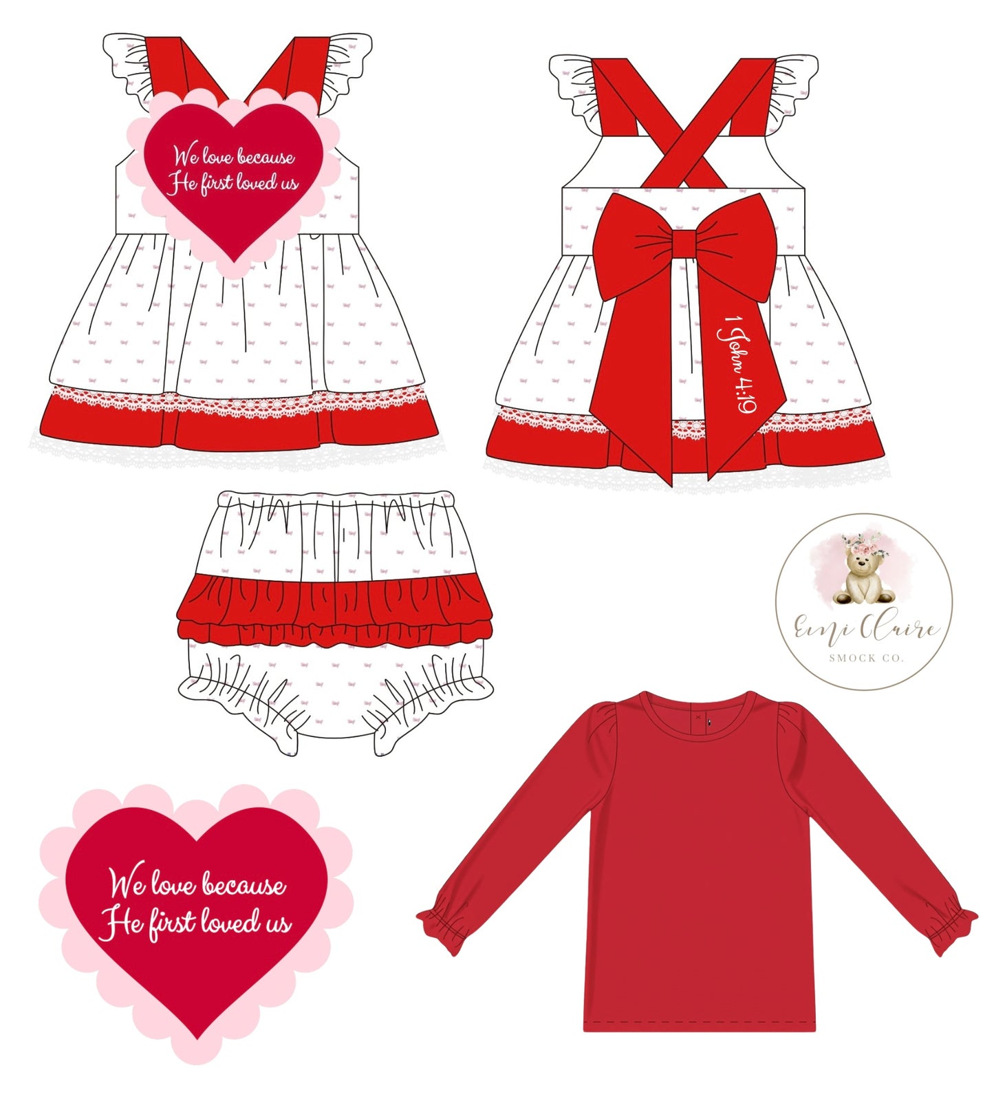 PO 1 JOHN 4:19 BLOOMER SET - INCLUDES UNDERSHIRT (NON-CUSTOMIZABLE, PLEASE LEAVE BOX BLANK) ETA JANUARY TO ECSC
