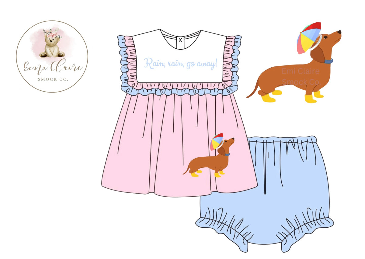 PO RAINY DAY DACHSHUND BLOOMER SET (NON-CUSTOMIZABLE, PLEASE LEAVE BOX BLANK) ETA MARCH TO ECSC