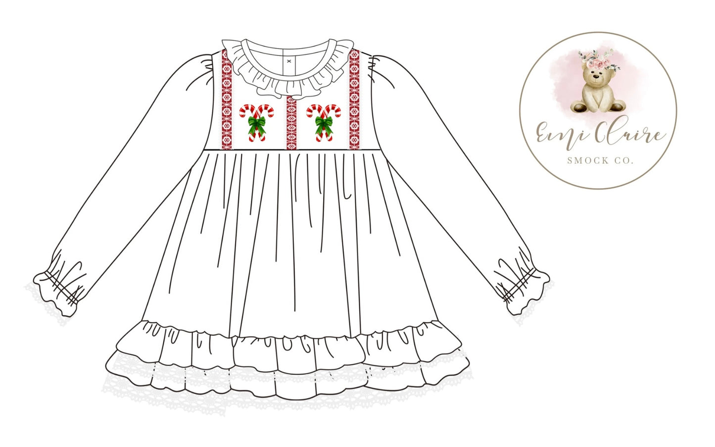 PO RIBBON AND LACE CANDY CANE DRESS (NON-CUSTOMIZABLE, PLEASE LEAVE BOX BLANK) ETA NOVEMBER TO ECSC