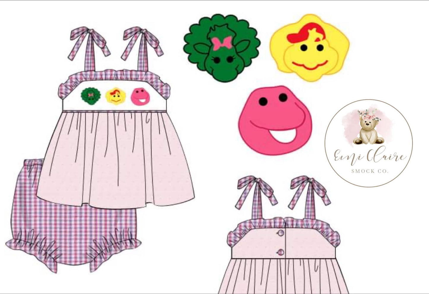 RTS FRIENDLY DINO TRIO BLOOMER SET NON-CUSTOMIZABLE, (PLEASE LEAVE BOX BLANK) SHIPS IN 5 BUSINESS DAYS