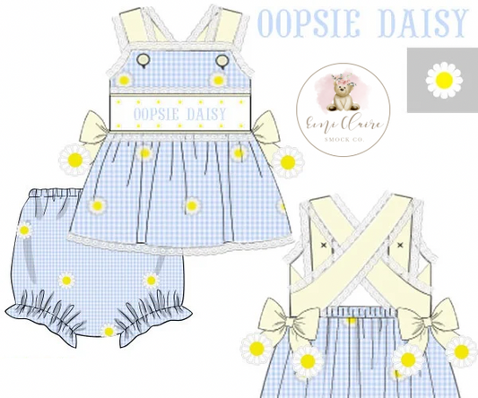 PO SMOCKED OOPSIE DAISY BLOOMER SET - (NOT CUSTOMIZABLE, PLEASE LEAVE BOX BLANK) ETA IS MARCH TO EMI CLAIRE SMOCK CO.