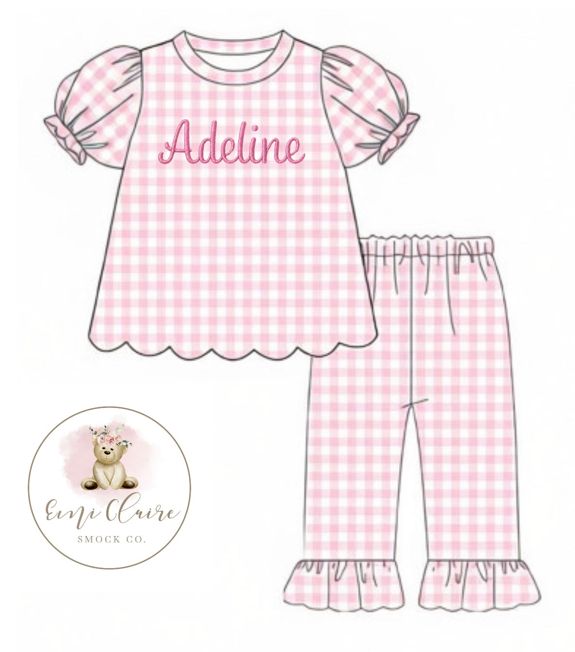 PO PINK EMI’S PROMO GINGHAM NAME MONOGRAM SET (CUSTOMIZABLE, UP TO 10 LETTERS ONLY) ETA FEBRUARY TO ECSC