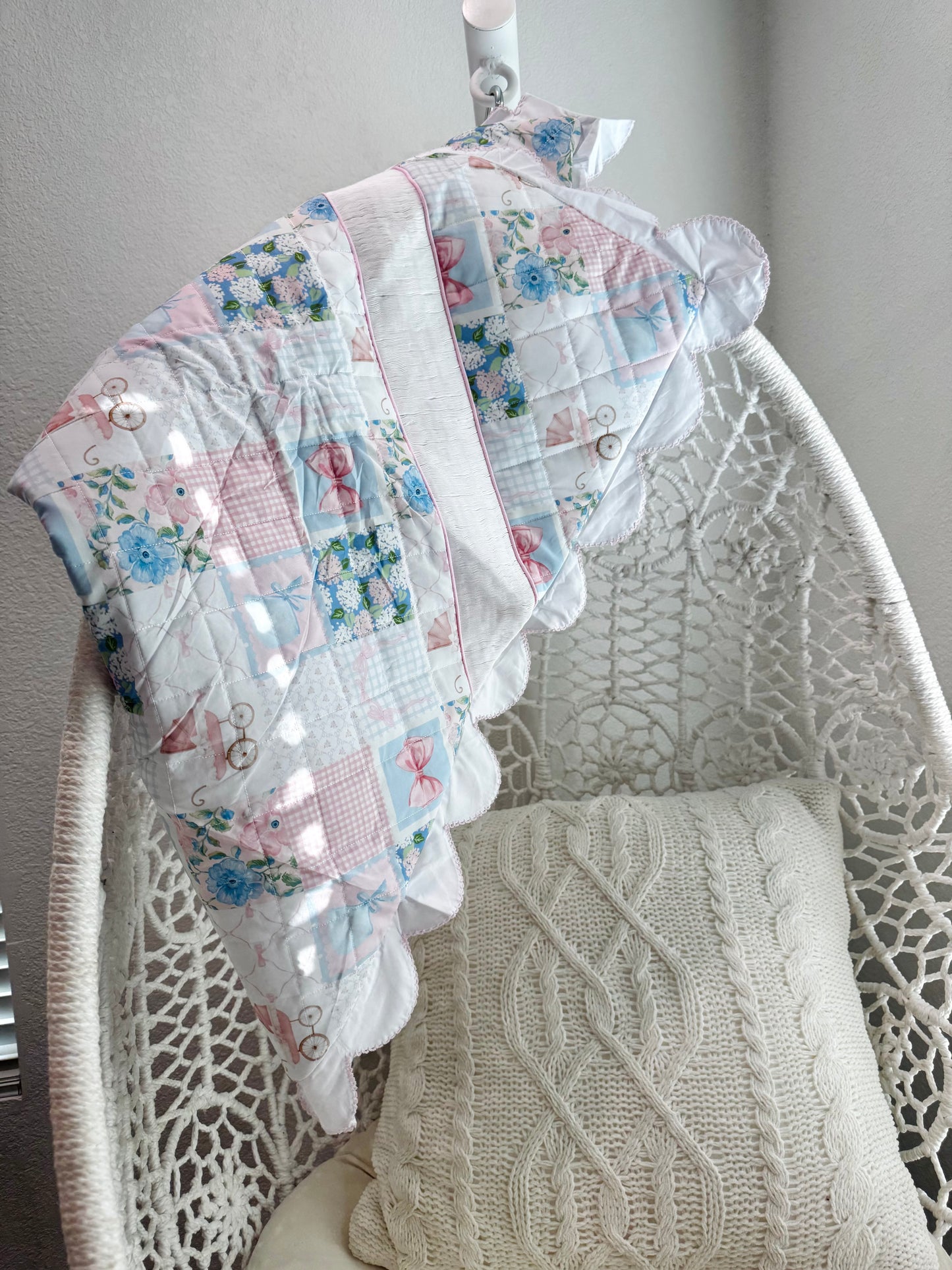 RTS BLANK / SMOCKED GM PATCHWORK QUILT BLANKET 40”x40” (NON-CUSTOMIZABLE, PLEASE LEAVE BOX BLANK) SHIPS IN 5 BUSINESS DAYS