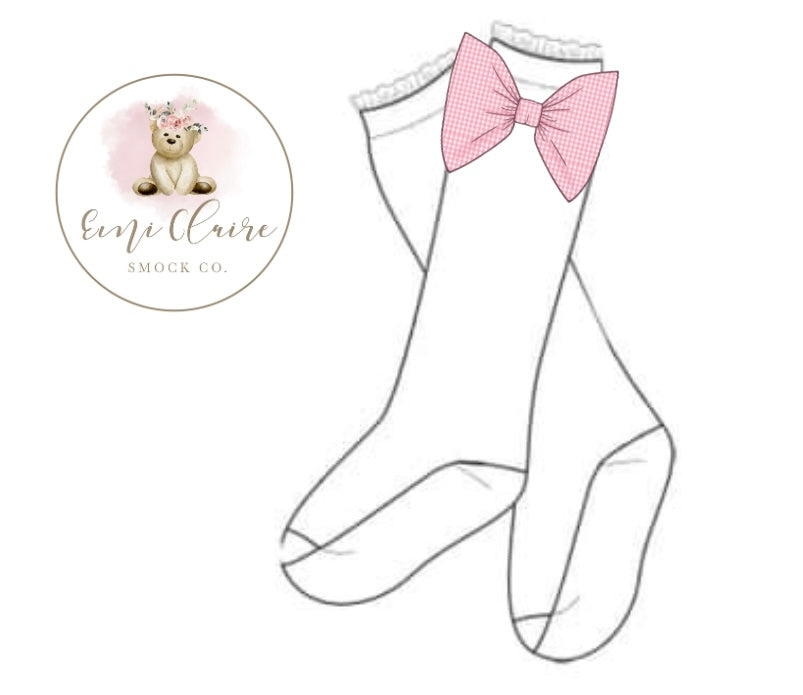 PO GINGHAM BOW KNEE SOCKS (matches “GOD MADE GIRLS”, “GIRLY GIRL”) - (NOT CUSTOMIZABLE, PLEASE LEAVE BOX BLANK) ETA DECEMBER TO ECSC