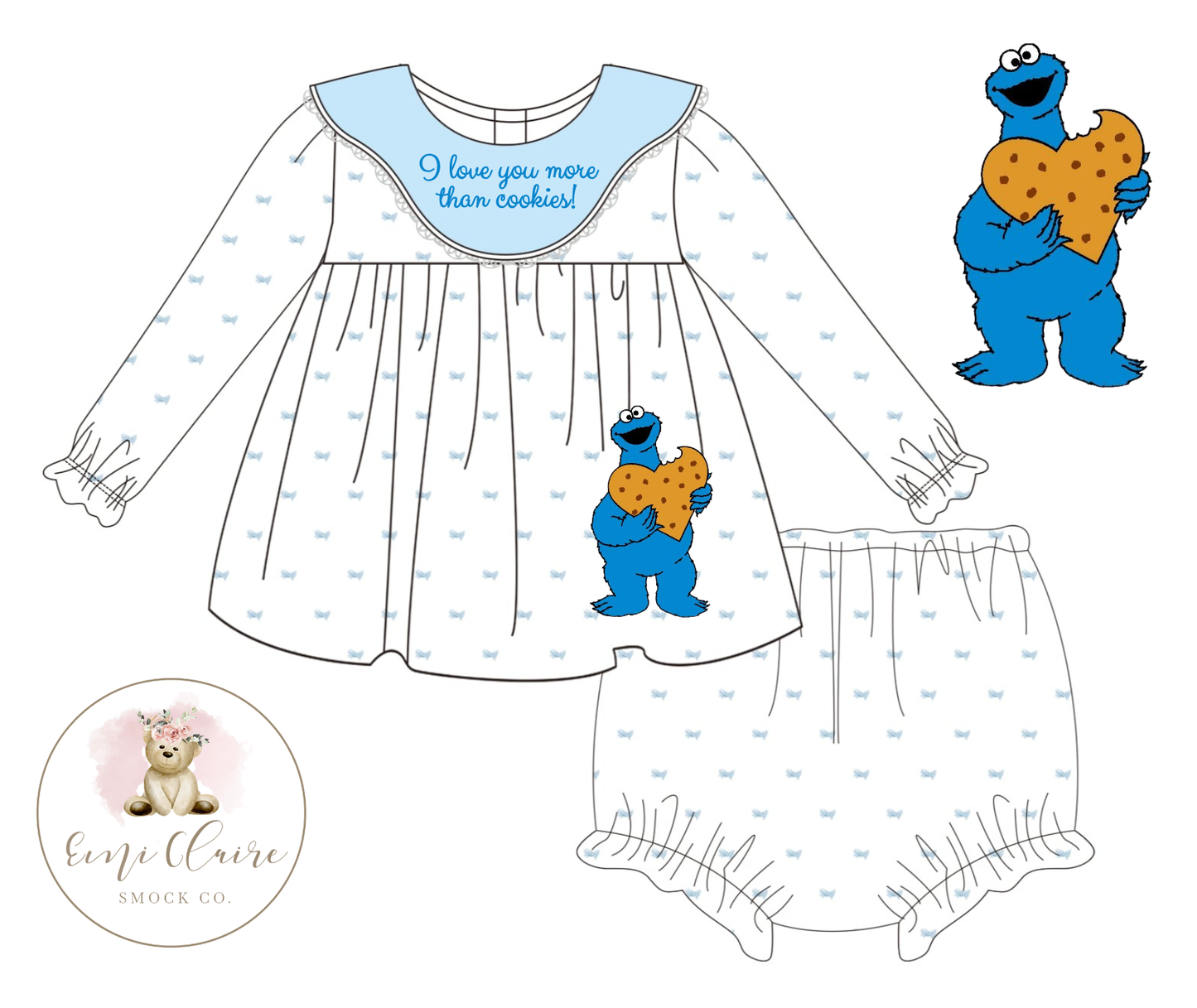 PO I LOVE YOU MORE THAN COOKIES! BLOOMER SET (NON-CUSTOMIZABLE, PLEASE LEAVE BOX BLANK) ETA END OF DECEMBER TO ECSC