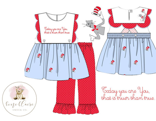 PO TODAY YOU ARE YOU SHADOW EMBROIDERY PANT SET - (NOT CUSTOMIZABLE, PLEASE LEAVE BOX BLANK) ETA END OF JANUARY TO EMI CLAIRE SMOCK CO.