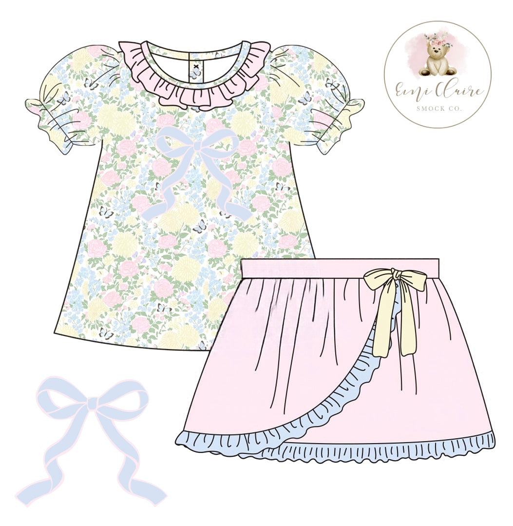 PO *PO PROMO* PASTEL BUTTERLY FLORAL SKORT SET (NON-CUSTOMIZABLE, PLEASE LEAVE BOX BLANK) ETA MARCH TO ECSC