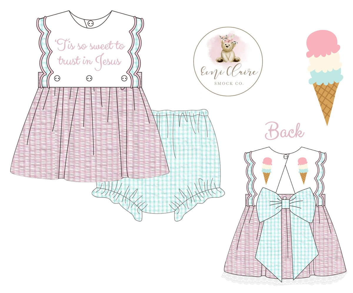 PO ‘TIS SO SWEET TO TRUST IN JESUS BLOOMER SET (NON-CUSTOMIZABLE, PLEASE LEAVE BOX BLANK) ETA MARCH TO ECSC
