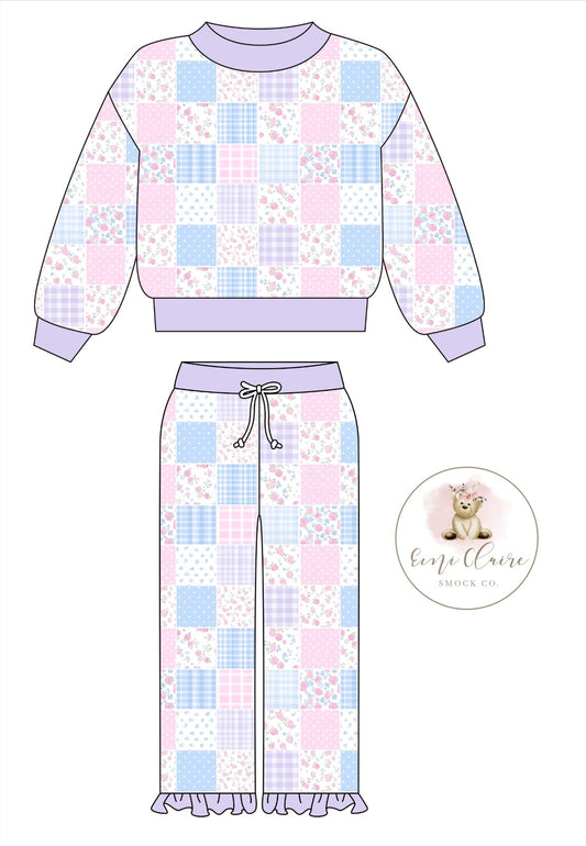 PO PURPLE PATCHWORK SWEATER SET (NON-CUSTOMIZABLE, PLEASE LEAVE BOX BLANK) ETA NOVEMBER