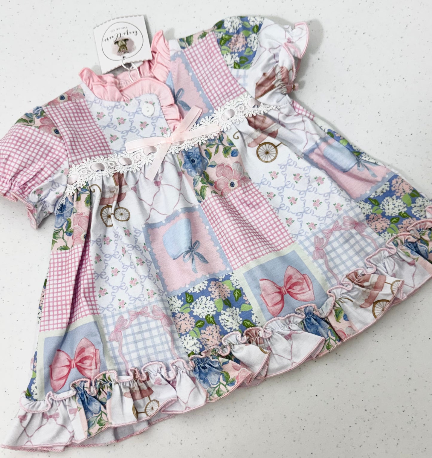 RTS DOLLY MATCH GM PATCHWORK LOUNGE WEAR GOWN (NON-CUSTOMIZABLE, PLEASE LEAVE BOX BLANK) SHIPS IN 5 BUSINESS DAYS