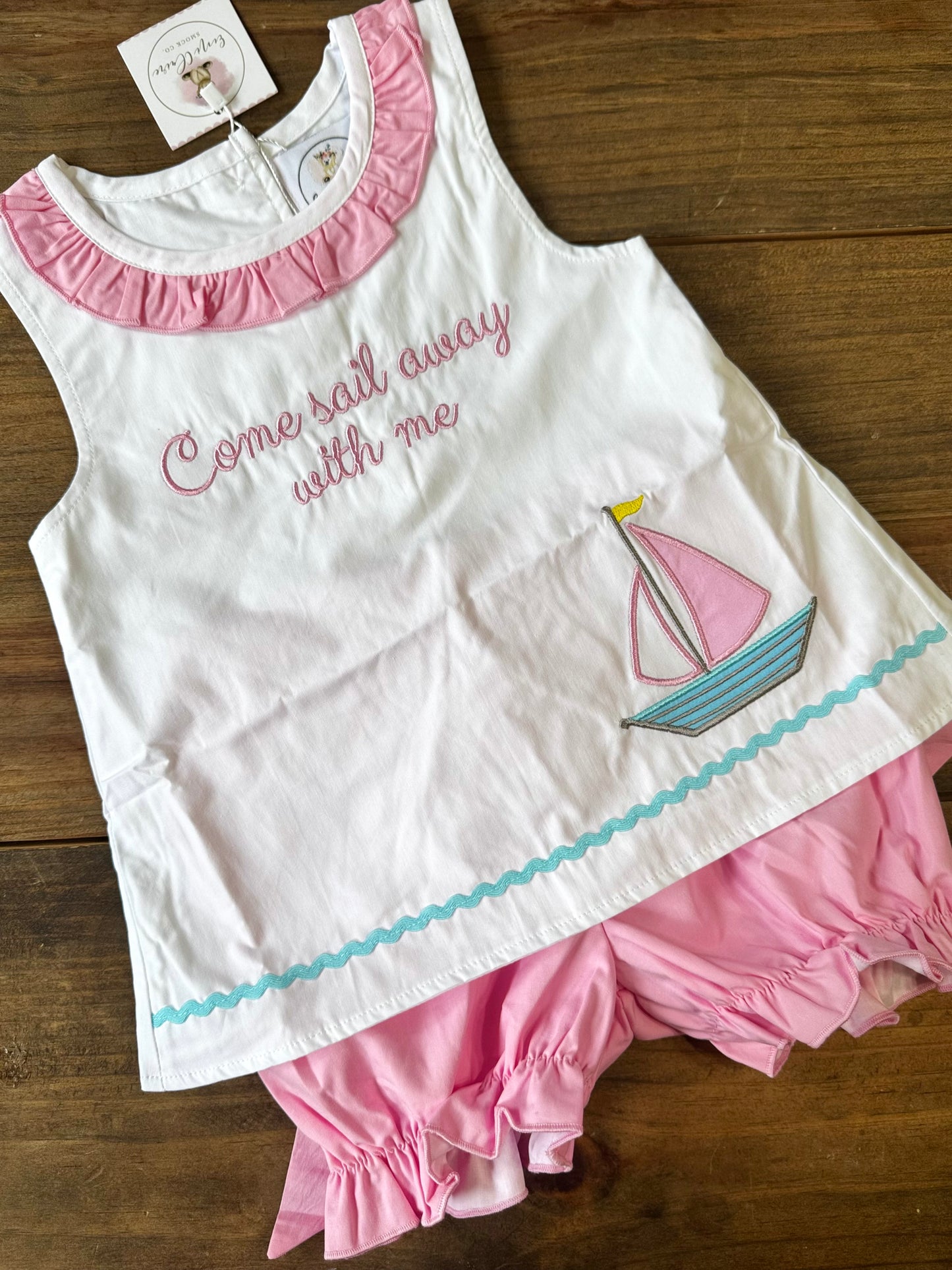 RTS COME SAIL AWAY WITH ME BUBBLE SHORT SET (NON-CUSTOMIZABLE, PLEASE LEAVE BOX BLANK) SHIPS IN 5 BUSINESS DAYS