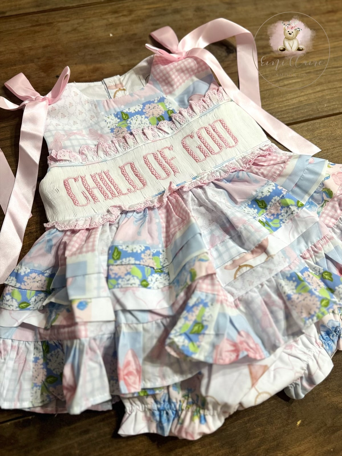 RTS GM PATCHWORK BLOOMER SET “CHILD OF GOD” (NON-CUSTOMIZABLE, PLEASE LEAVE BOX BLANK) SHIPS IN 5 BUSINESS DAYS