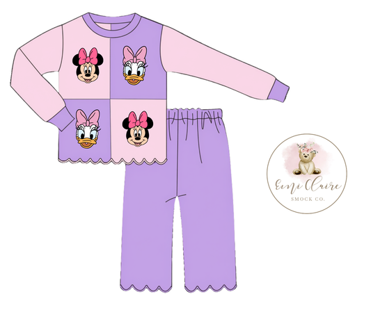 PO SCALLOP COLORBLOCK PINK / PURPLE MOUSE FRIENDS SET (NON-CUSTOMIZABLE, PLEASE LEAVE BOX BLANK) ETA JANUARY TO ECSC