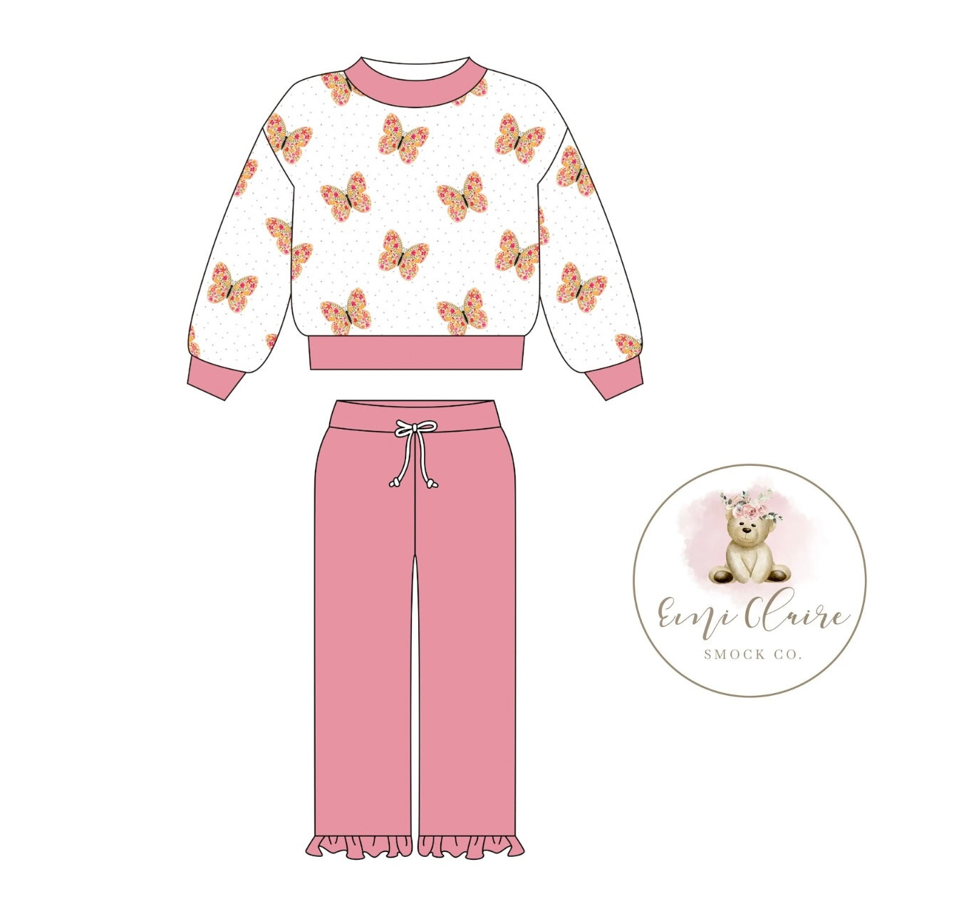 PO BUTTERFLY AND BITTY DOTS MOCK NECK SET (NON-CUSTOMIZABLE, PLEASE LEAVE BOX BLANK) ETA END OF DECEMBER TO ECSC