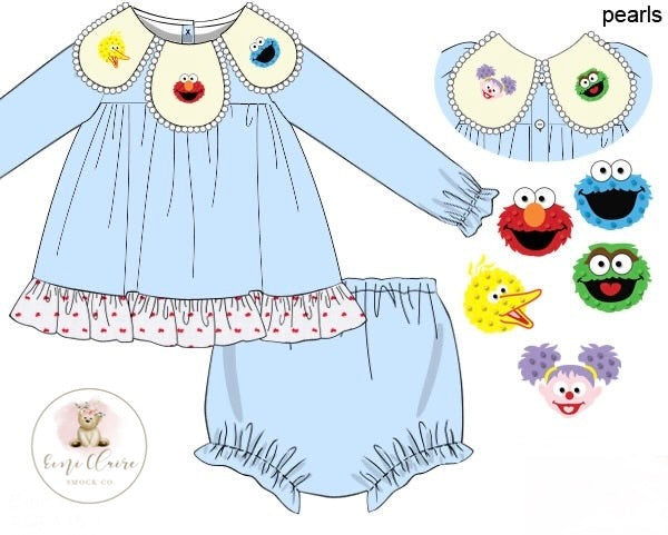 PO WINTER BEADED AND HAND EMBROIDERED SUNNY DAY BLOOMER SET - (NOT CUSTOMIZABLE, PLEASE LEAVE BOX BLANK) ETA DECEMBER TO ECSC
