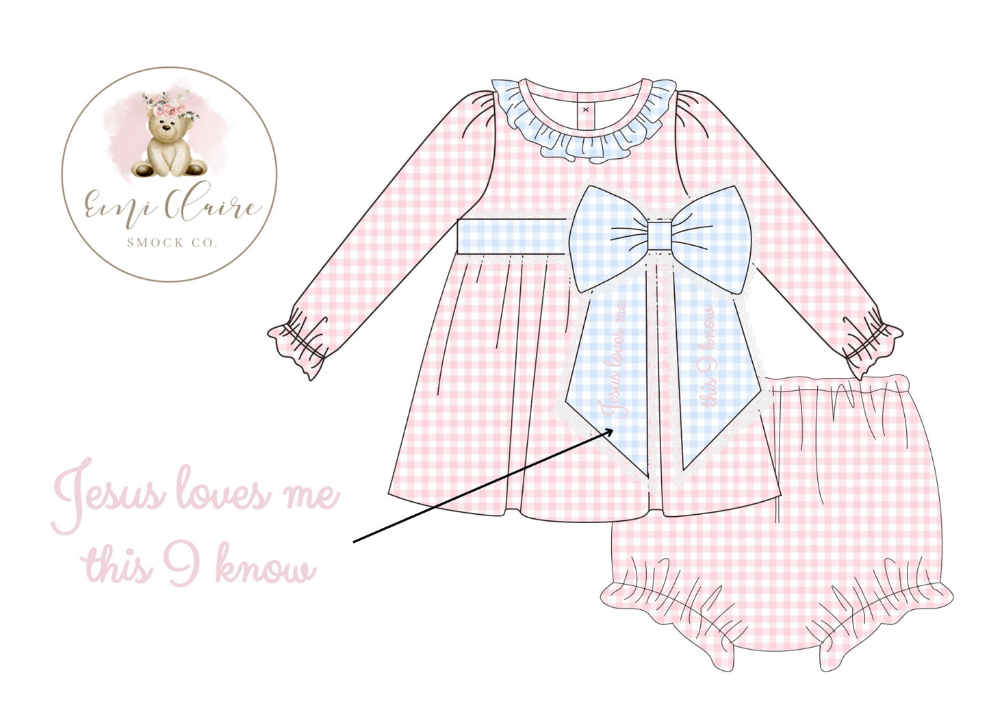 PO JESUS LOVES ME THIS I KNOW BLOOMER SET (NON-CUSTOMIZABLE, PLEASE LEAVE BOX BLANK) ETA END OF NOVEMBER TO ECSC