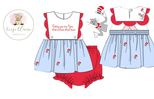PO TODAY YOU ARE YOU SHADOW EMBROIDERY BLOOMER SET - (NOT CUSTOMIZABLE, PLEASE LEAVE BOX BLANK) ETA END OF JANUARY TO EMI CLAIRE SMOCK CO.