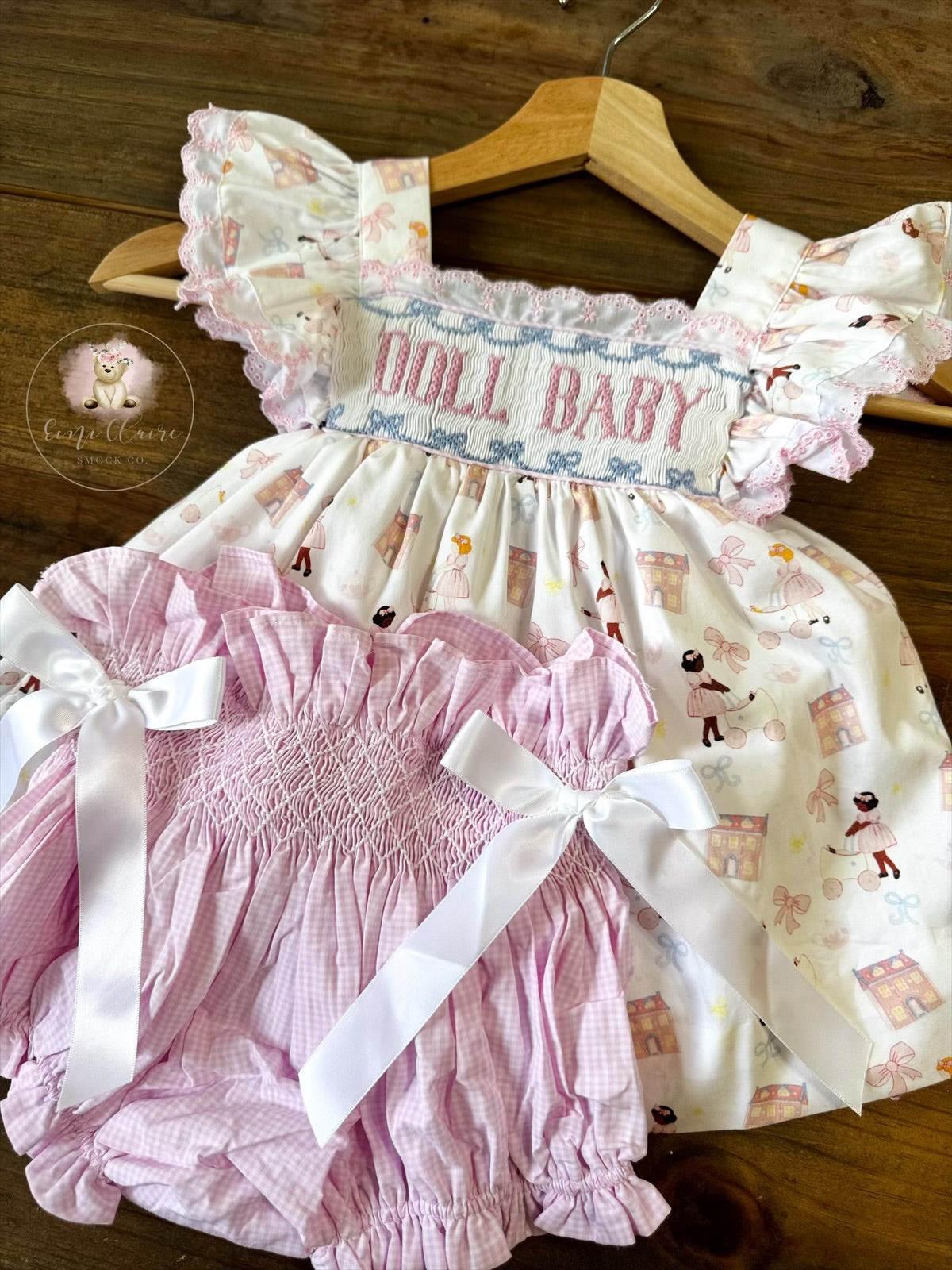 RTS “DOLLY BABY” BUGGY BABY BLOOMER SET WITH FLUTTER SLEEVES (NON-CUSTOMIZABLE, PLEASE LEAVE BOX BLANK) SHIPS IN 5 BUSINESS DAYS