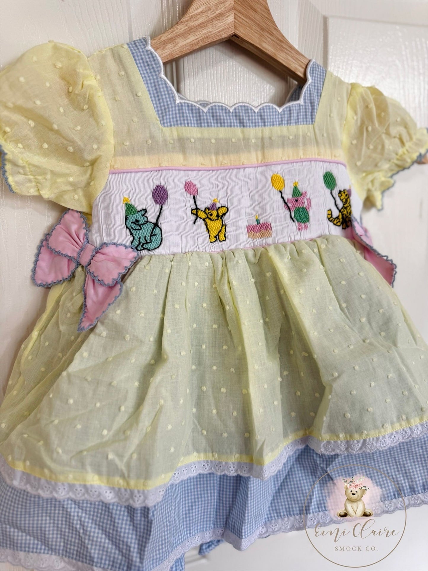 RTS VINTAGE INSPIRED SMOCKED ACRE WOOD FRIENDS PARTY SKIRTED BUBBLE (NON-CUSTOMIZABLE, PLEASE LEAVE BOX BLANK)