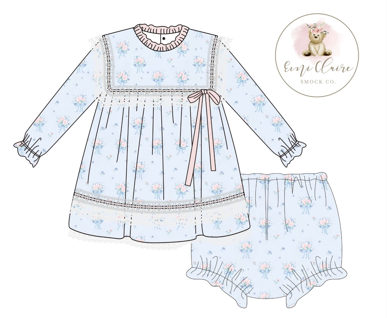 PO VINTAGE INSPIRED WHISPERING BLUE BLOOMER SET (NON-CUSTOMIZABLE, PLEASE LEAVE BOX BLANK) ETA DECEMBER TO ECSC