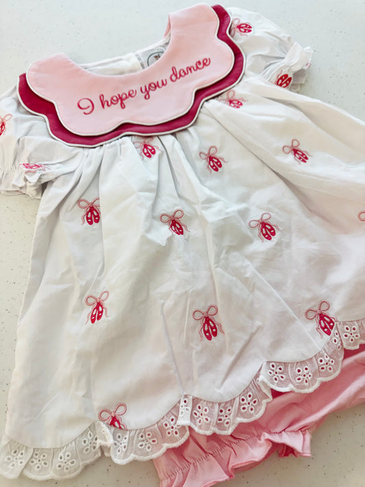 RTS ALL OVER EMBROIDERY - I HOPE YOU DANCE BLOOMER SET (NON-CUSTOMIZABLE, PLEASE LEAVE BOX BLANK) SHIPS IN 5 BUSINESS DAYS