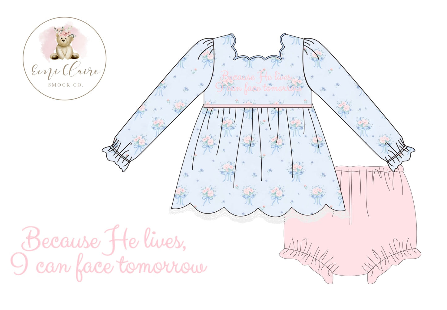PO BECAUSE HE LIVES BLOOMER SET (NON-CUSTOMIZABLE, PLEASE LEAVE BOX BLANK) ETA NOVEMBER TO ECSC