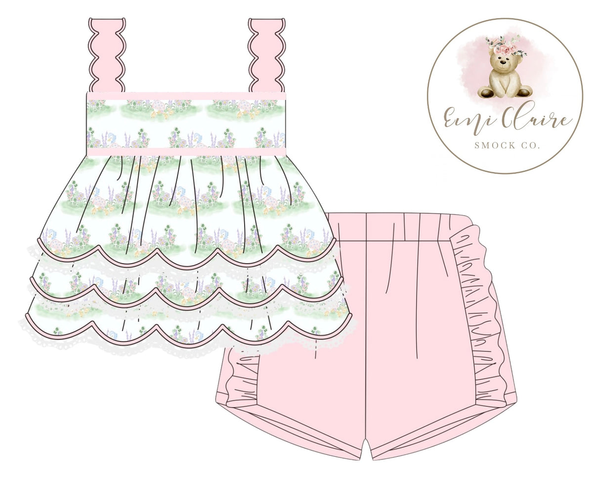 PO WATERCOLOR PUDDLE DUCK SHORT SET (NON-CUSTOMIZABLE, PLEASE LEAVE BOX BLANK) ETA MARCH TO ECSC