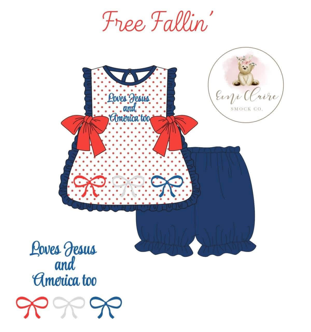RTS FREE FALLIN’ BUBBLE SHORT SET (NON-CUSTOMIZABLE, PLEASE LEAVE BOX BLANK) SHIPS IN 5 BUSINESS DAYS - BONNET NOT INCLUDED!!