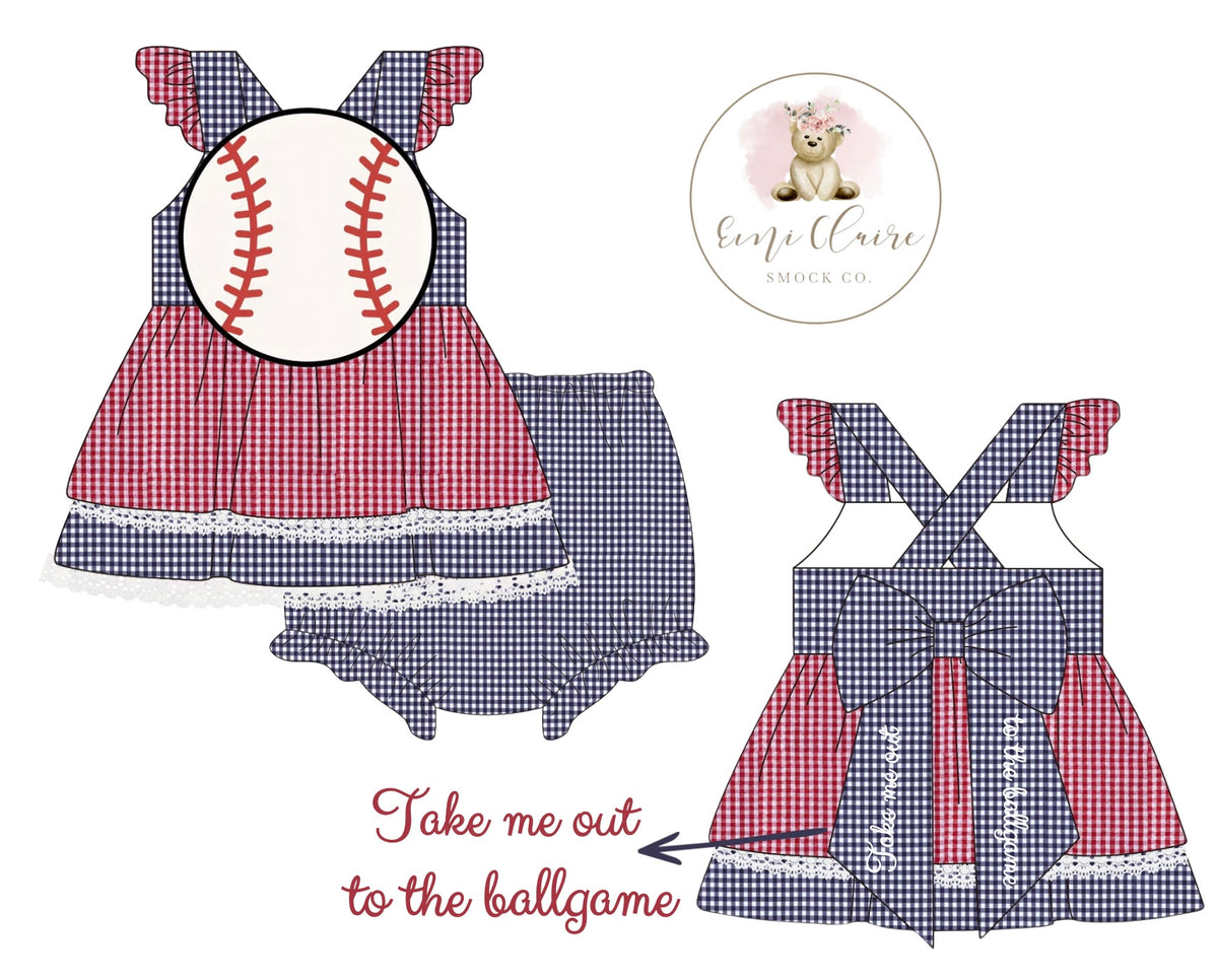 PO TAKE ME OUT TO THE BALLGAME BLOOMER SET (NON-CUSTOMIZABLE, PLEASE LEAVE BOX BLANK) ETA MARCH TO ECSC