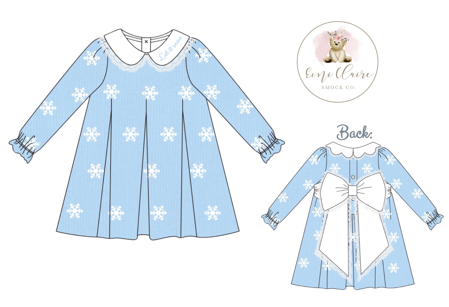 PO CORDUROY AND EMBROIDERED LET IT SNOW DRESS (NON-CUSTOMIZABLE, PLEASE LEAVE BOX BLANK) ETA NOVEMBER TO ECSC