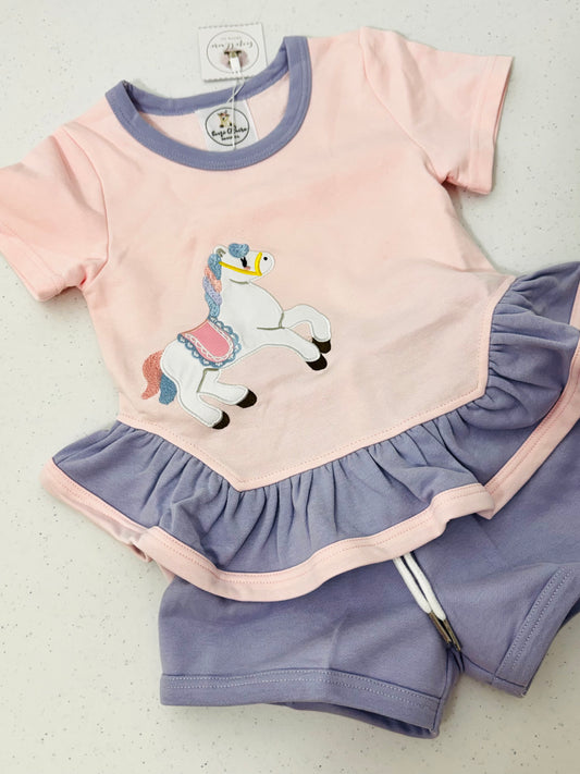 RTS PASTEL GIRLY HORSE SHORT SET - thick knit (NON-CUSTOMIZABLE, PLEASE LEAVE BOX BLANK) SHIPS IN 5 BUSINESS DAYS